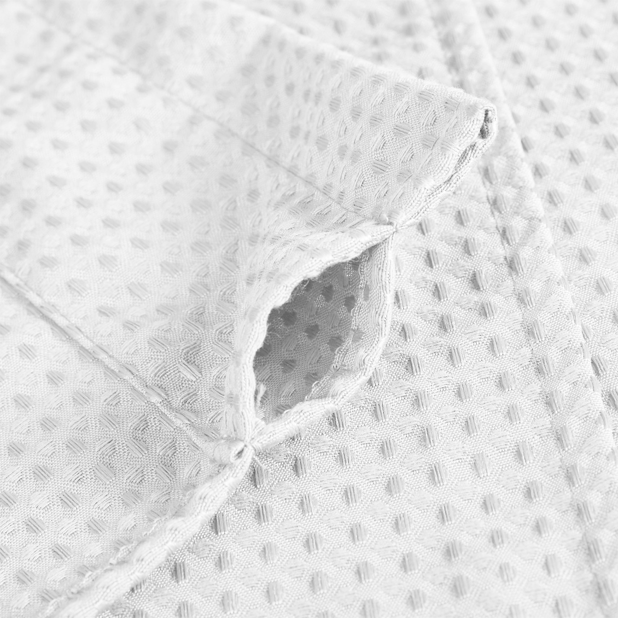 Waffle Weave Textured Fabric Rod Pocket Window Tier Pair