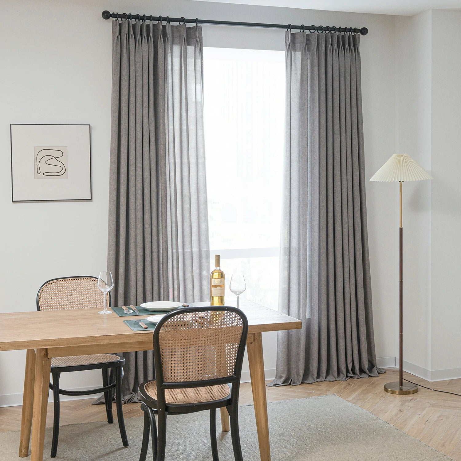 Dandelion Polyester Pinch Pleat Drapery Custom Curtains Blackout Curtains Dark Gray