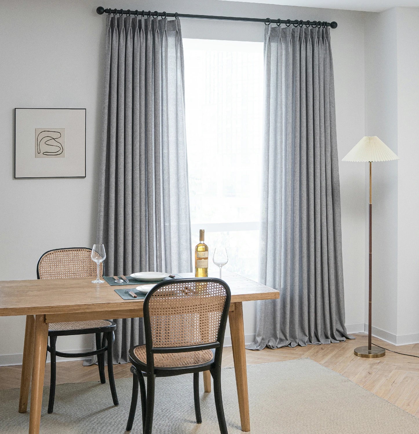 Dandelion Polyester Pinch Pleat Drapery Custom Curtains Blackout Curtains Light Gray