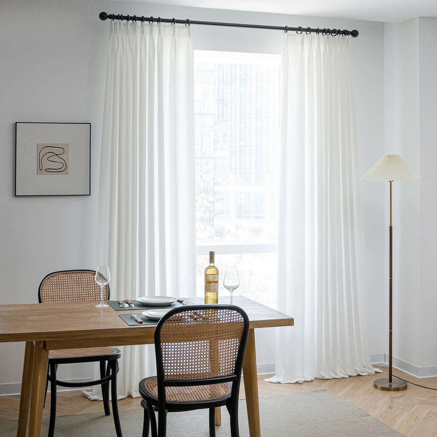Dandelion Polyester Pinch Pleat Drapery Custom Curtains Blackout Curtains Off White