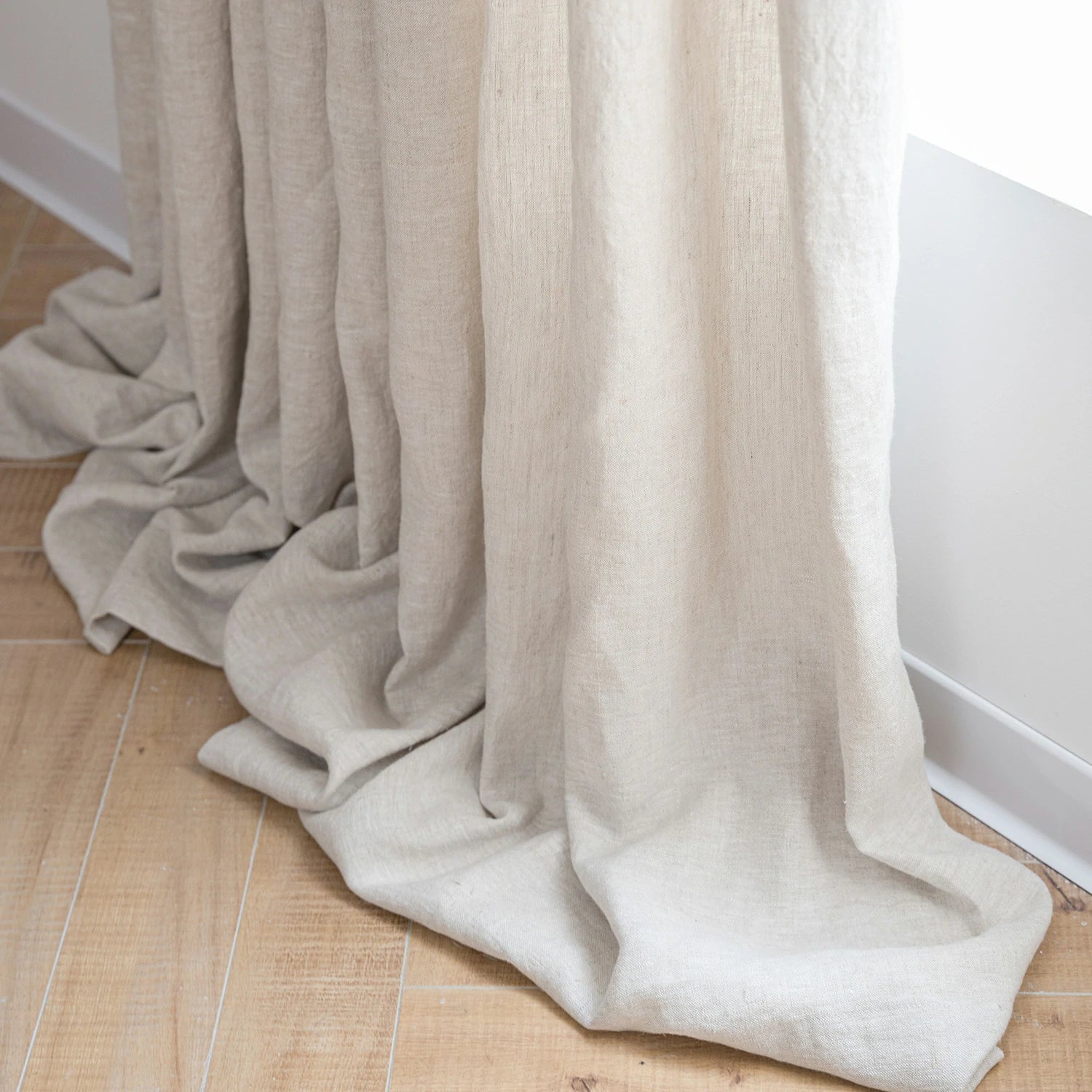 Iris Polyester Pinch Pleat Drapery Custom Curtains Blackout Curtains Flaxen