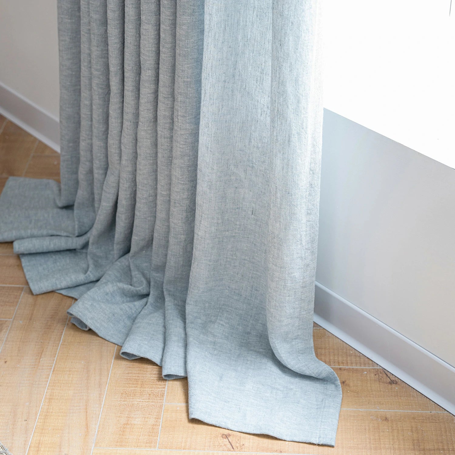 Iris Polyester Pinch Pleat Drapery Custom Curtains Blackout Curtains Lake Blue