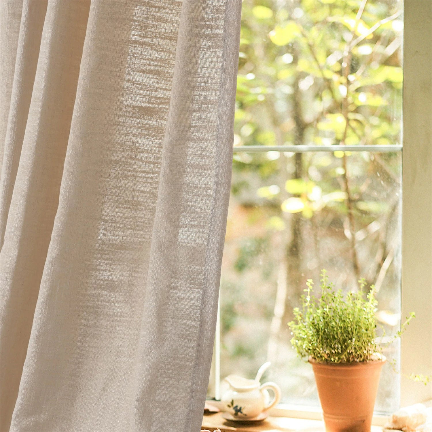 Linen Slub Texture Linen & Polyester Blend Drapery