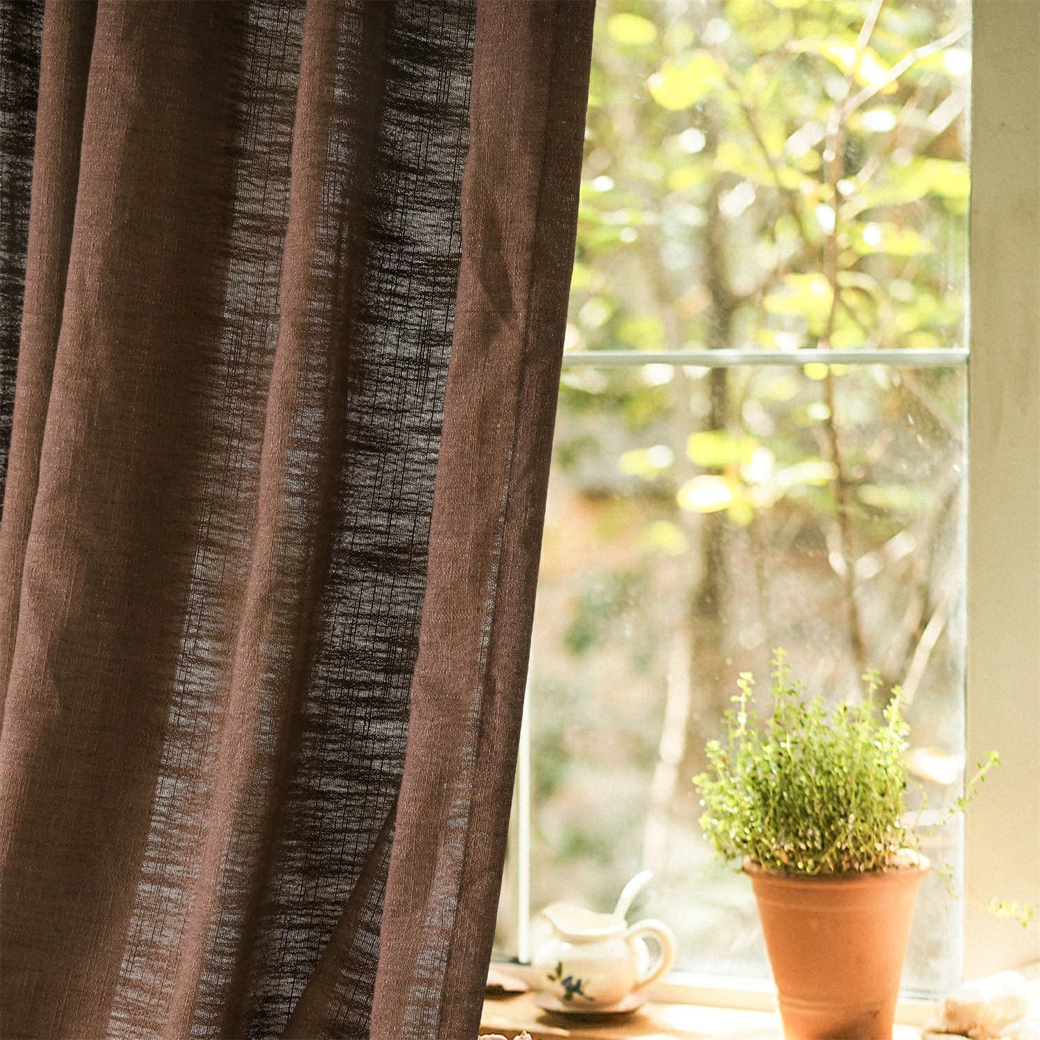 Linen Slub Texture Linen & Polyester Blend Drapery