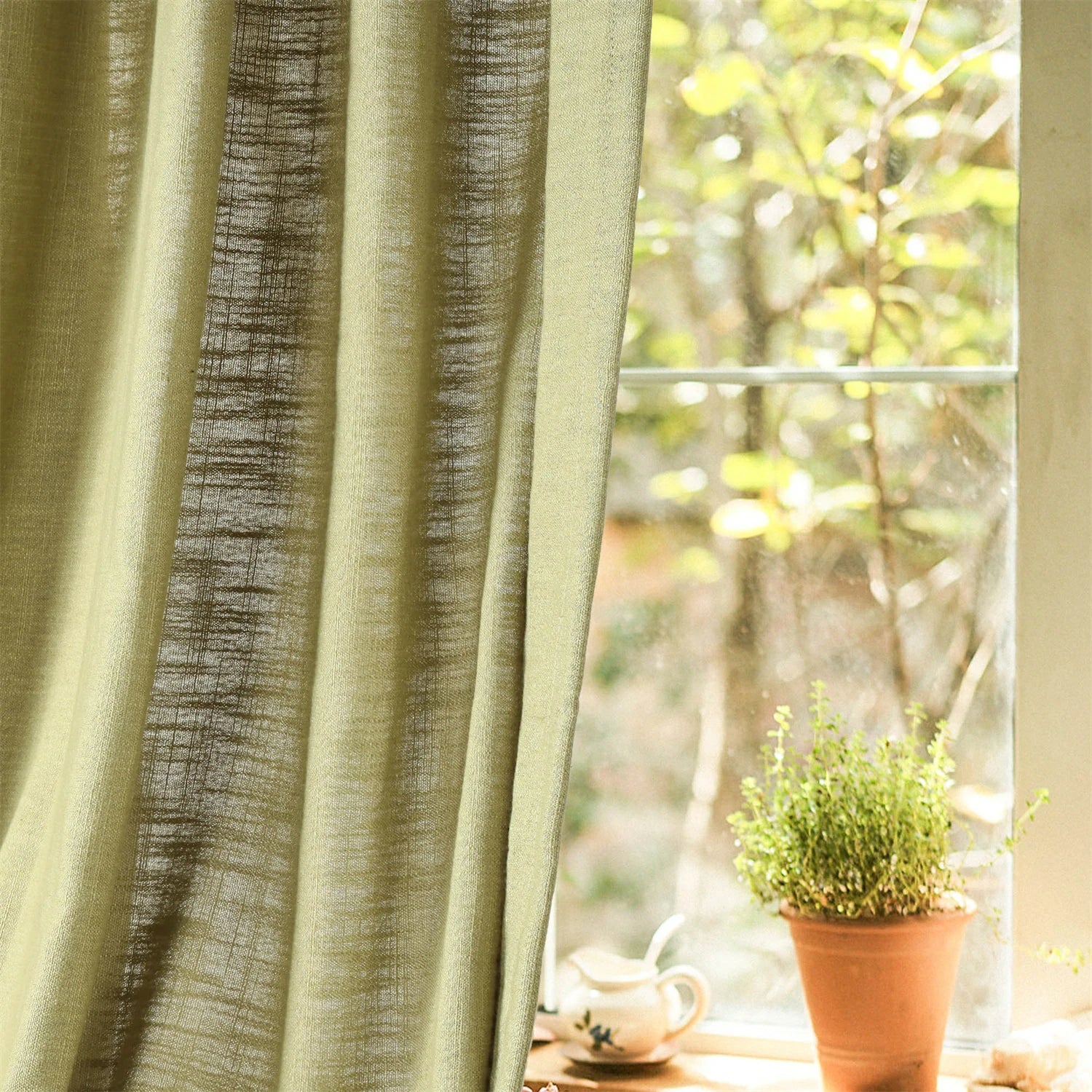 Linen Slub Texture Linen & Polyester Blend Drapery