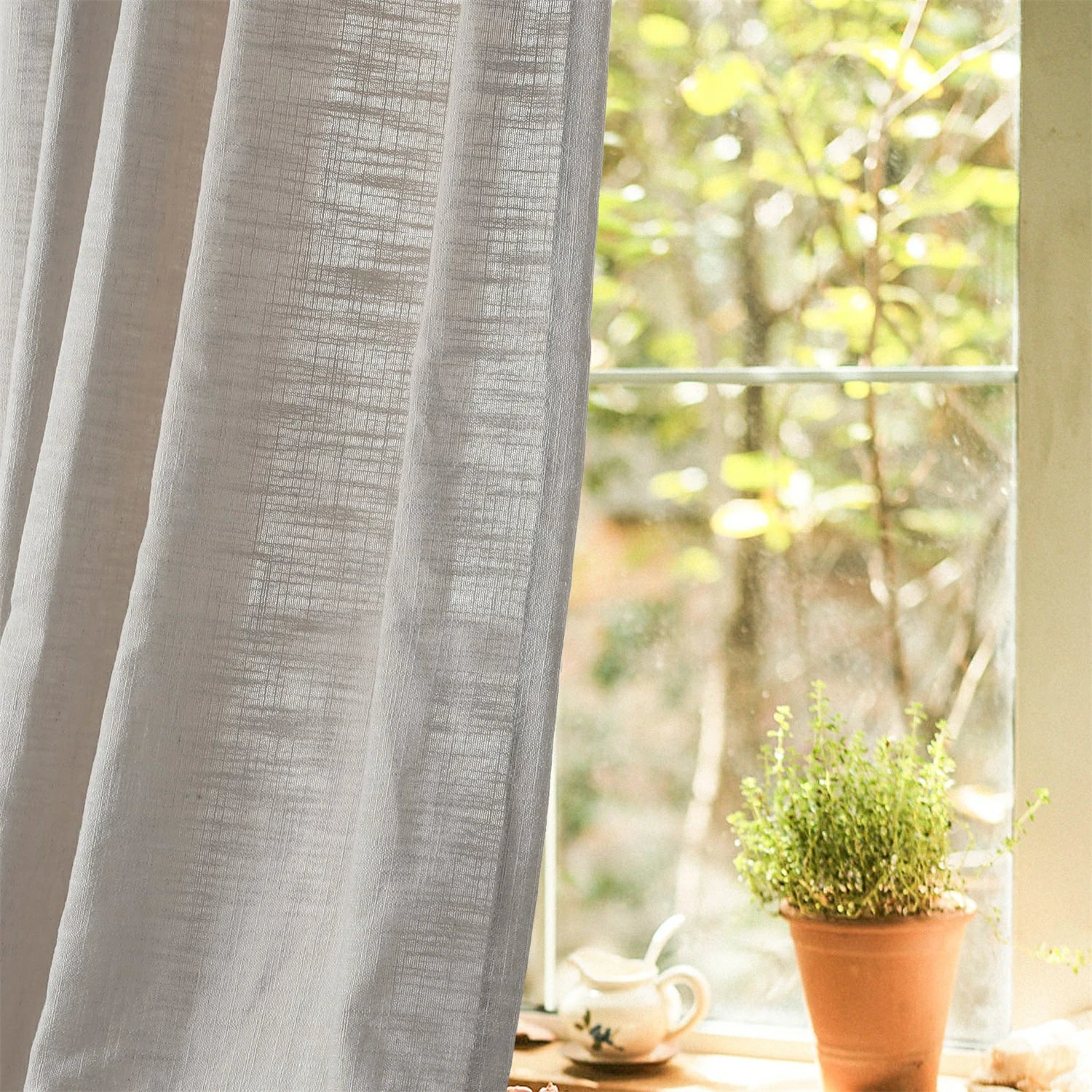 Linen Slub Texture Linen & Polyester Blend Drapery