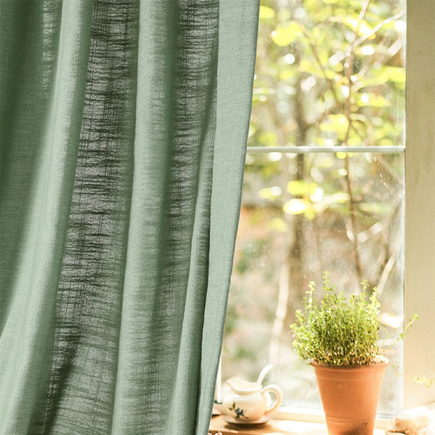 Linen Slub Texture Linen & Polyester Blend Drapery
