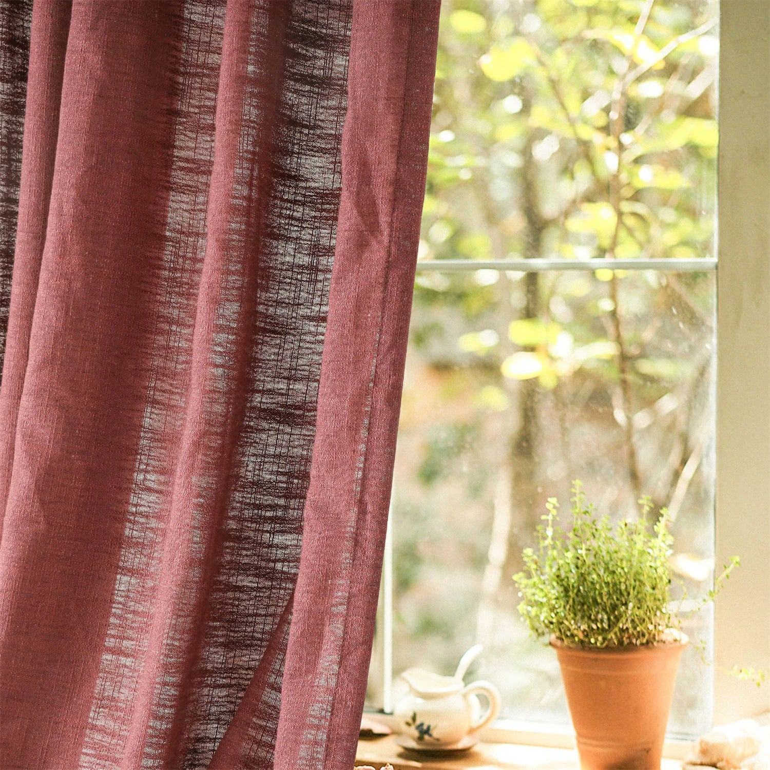 Linen Slub Texture Linen & Polyester Blend Drapery