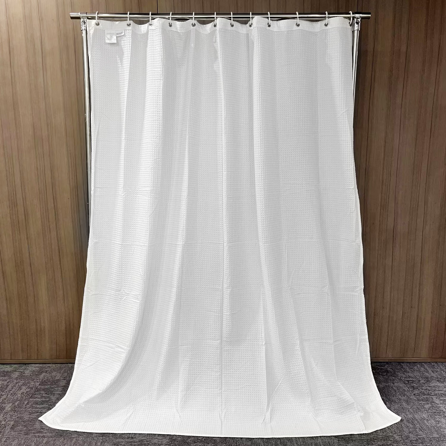 NESTEXTILES Waffle Weave Shower Curtain with Hooks
