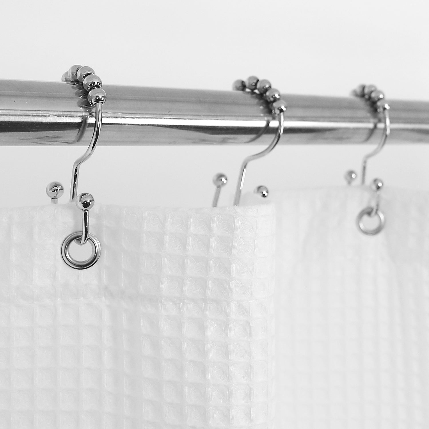 NESTEXTILES Waffle Weave Shower Curtain with Hooks