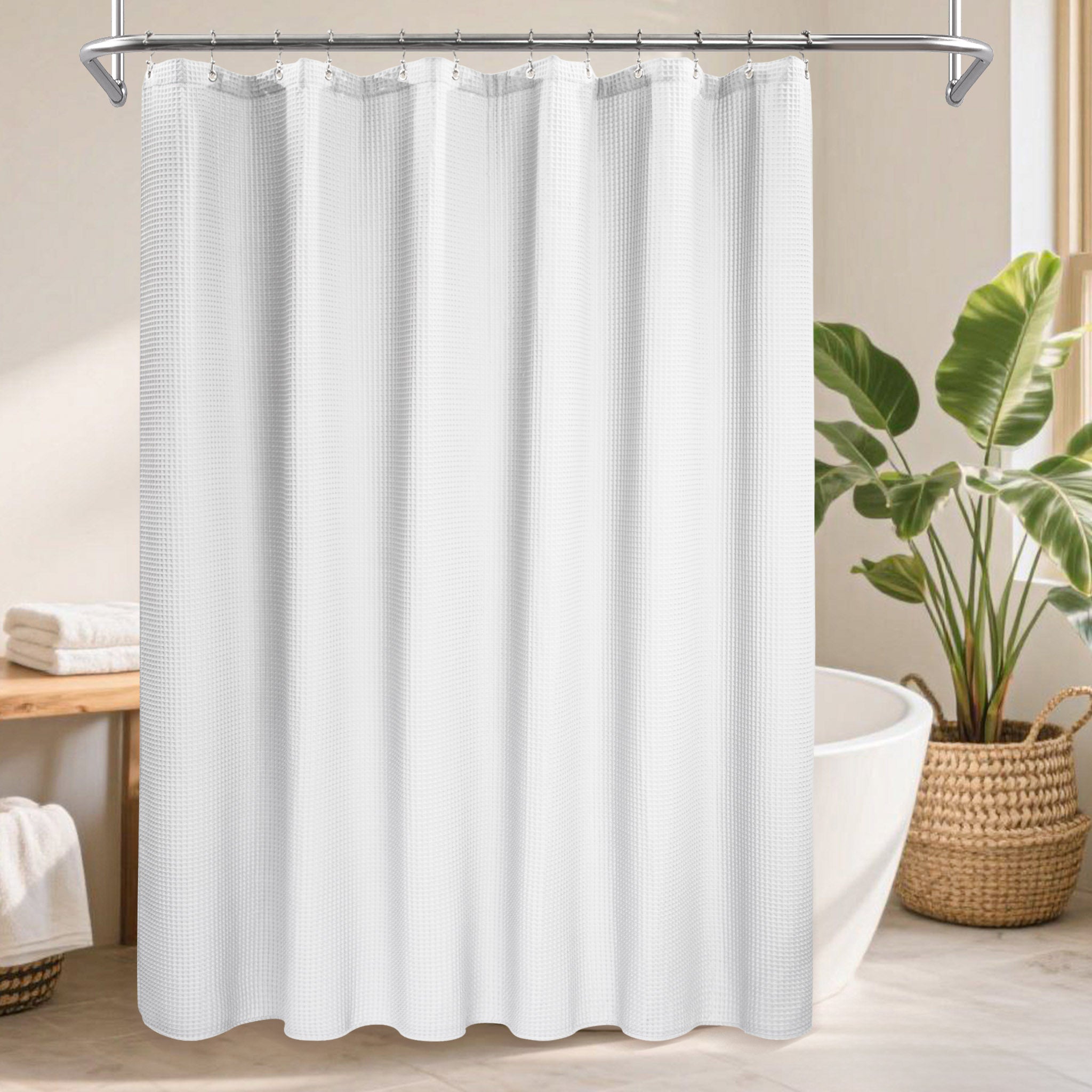Cotton Blended Fabric Shower Curtain