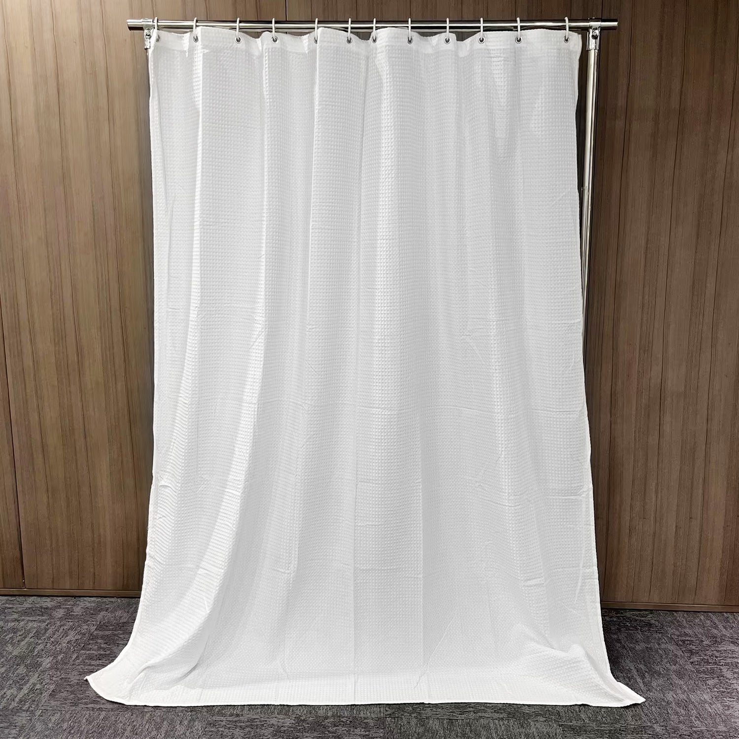 NESTEXTILES  Waffle Weave Shower Curtain with Hooks